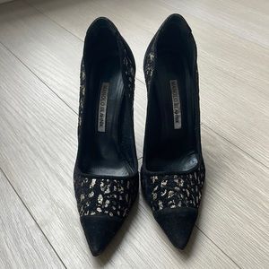 Manolo Blahnik Black Suede Heels. Size 36.5 (6.5)